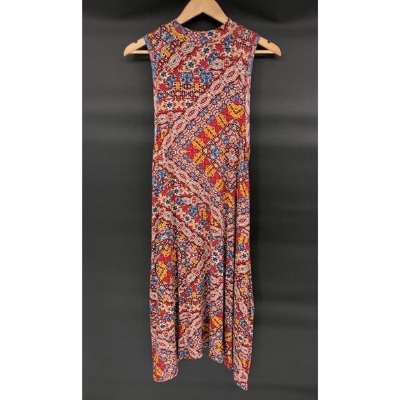Maeve Anthropologie Sleeveless Multicolor Long Dress Womens L Boho Asymmetrical - Picture 2 of 7